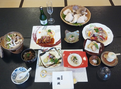 ec23b140 s - 足太あわび茸が主役！あわび茸創作懐石（魚英さん）